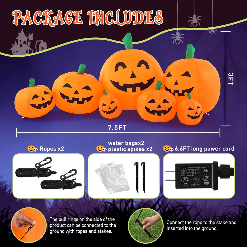 7.5FT Halloween Inflatables Outdoor Decorations Pumpkin V198065