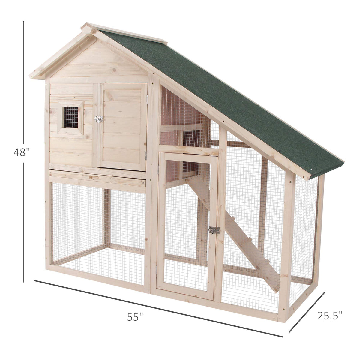 55" 2-Tier Wooden Rabbit Hutch with Ramp P749