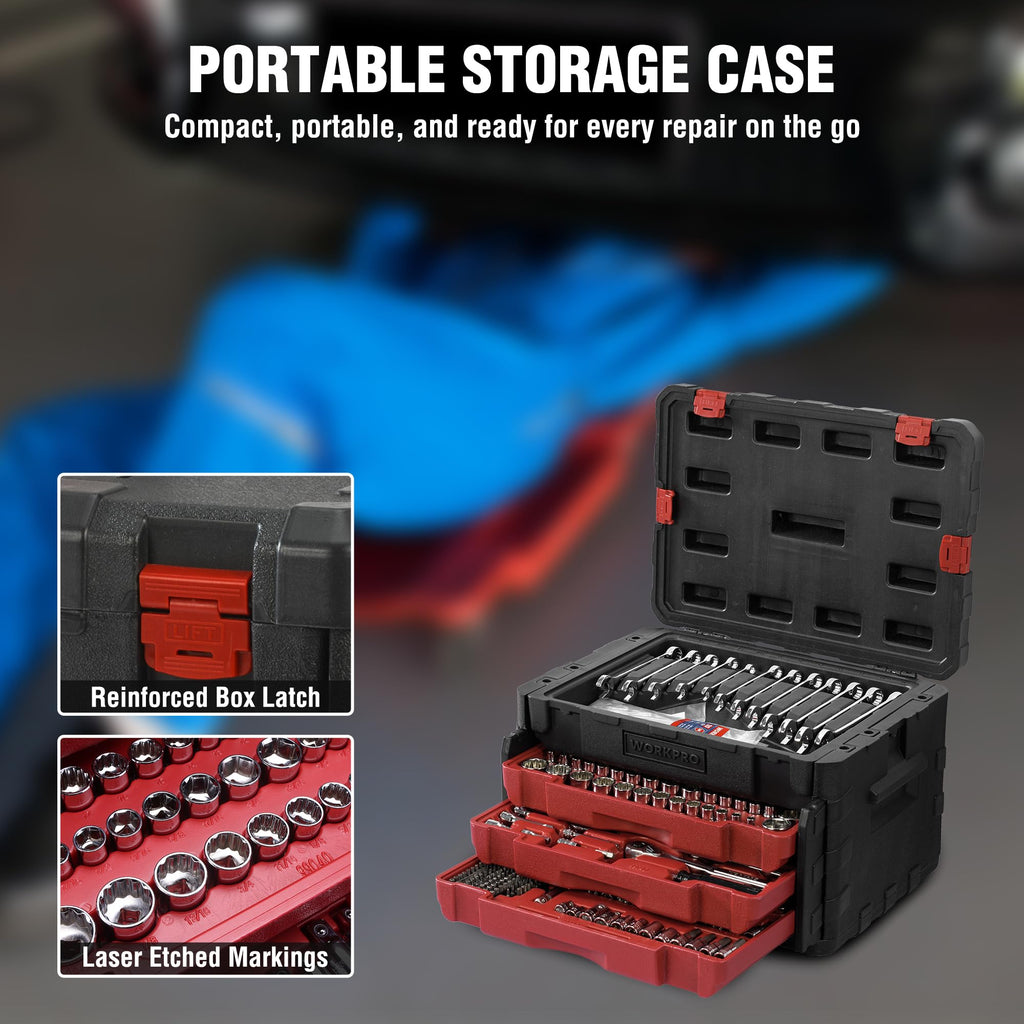450-Piece Drive Socket Set 1/2" 1/4" 3/8" CR-V Metric and Imperial with Quick-Release Ratchet Wrench F89187