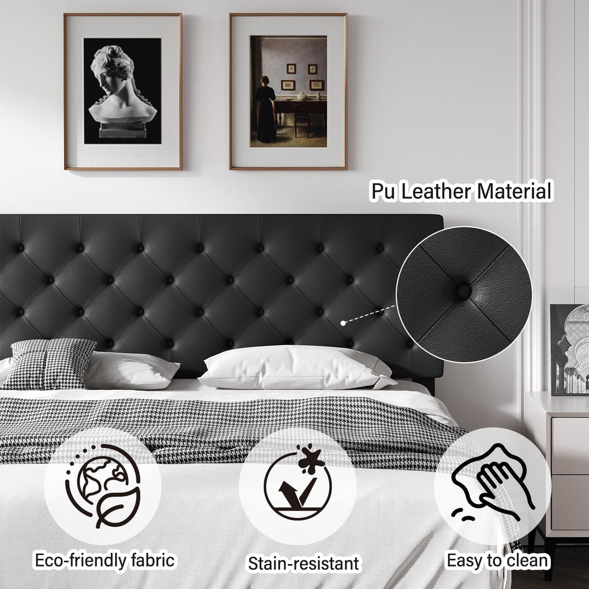 Queen Faux Leather Bed Frame with Headboard G225145