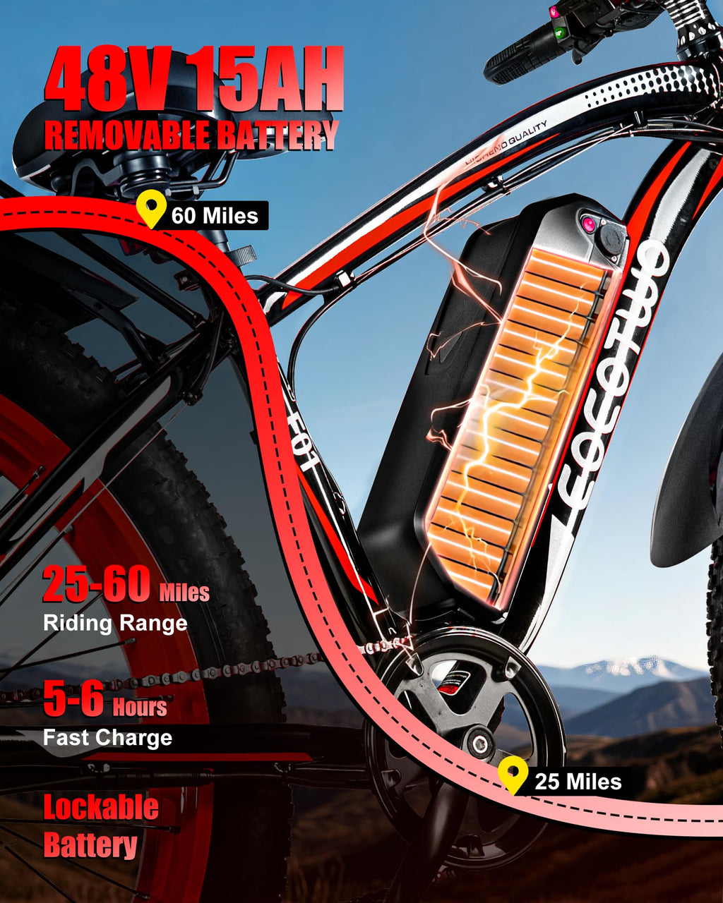 26" Fat Tire Electric Bike F30472