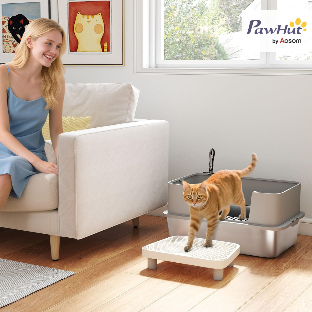 Stainless Steel Extra Large High Sided Litter Box with Scoop A899