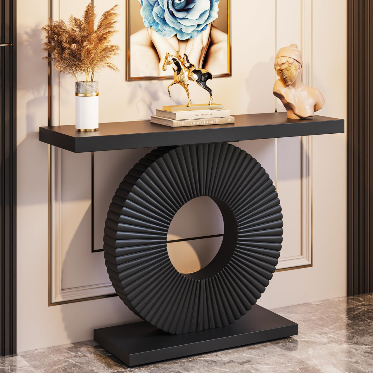Black 40 inch Wood Console Table Q166264