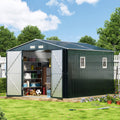 10x12X7.5FT Outdoor Steel Storage Shed with Lockable Doors and Frame Floor M63837