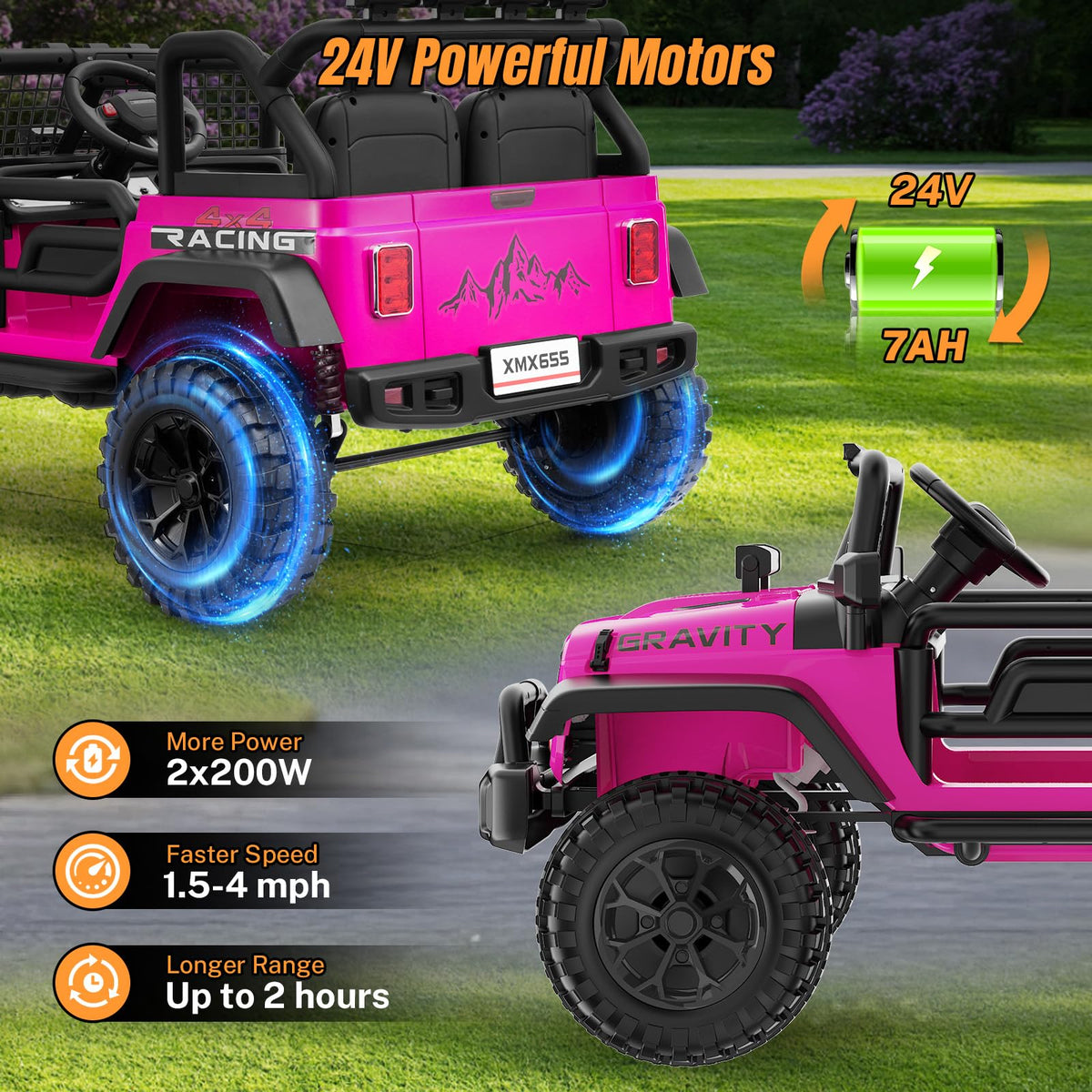 24V 2 Seater Pink Ride On Car T72983
