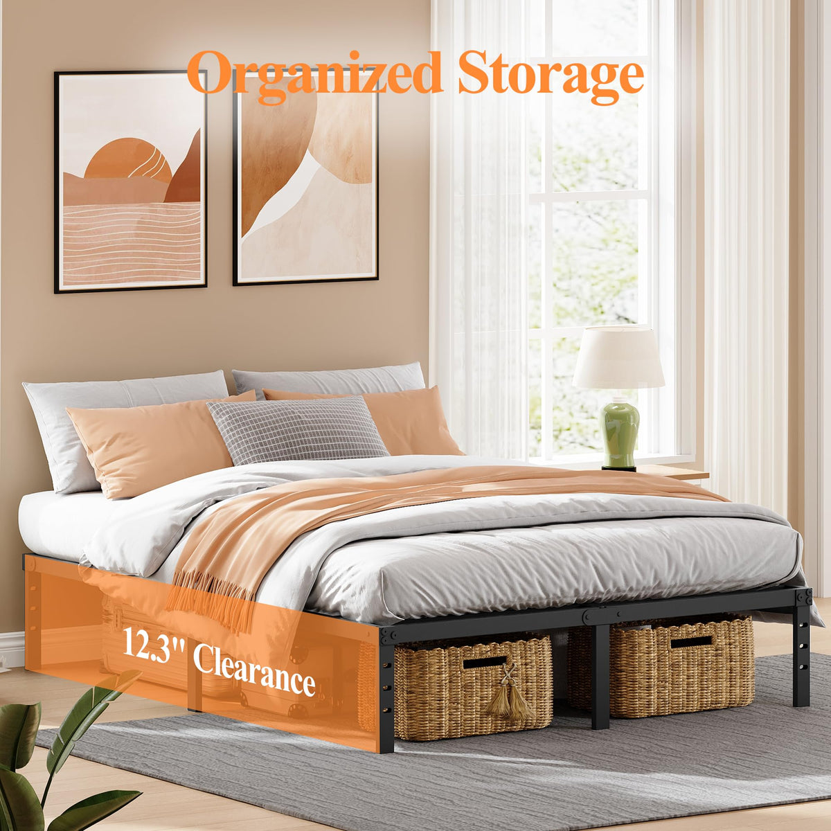 Queen Size 18" Black Metal Frame B8588