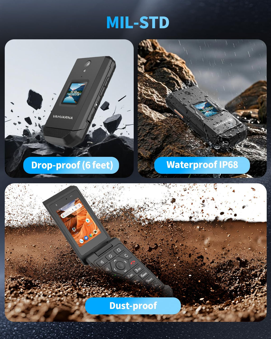 Unlocked 4G LTE Rugged Flip Phone H66886