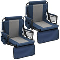 Portable Stadium Seat with Cup Holders & Armrests, Blue & Gray K27615