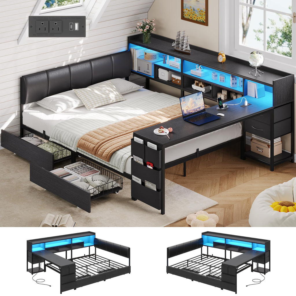 Corner Bed with Storage and Desk P63614
