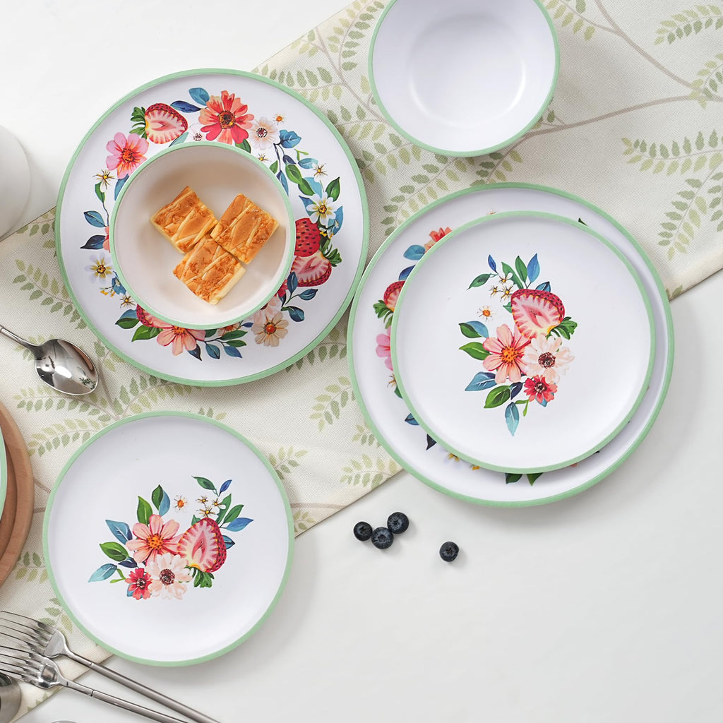 12-Piece Strawberry Melamine Dinnerware Set Z68864