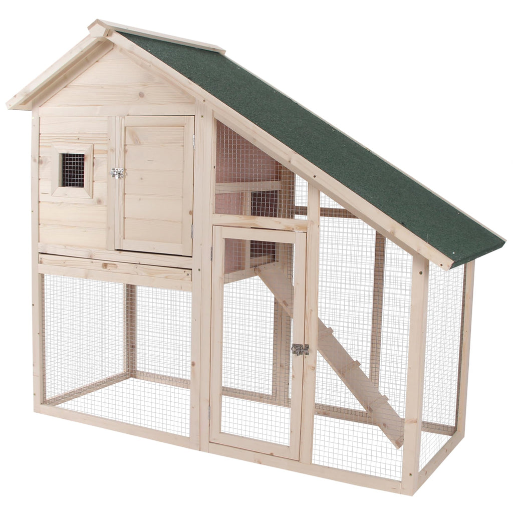 55" 2-Tier Wooden Rabbit Hutch with Ramp P749