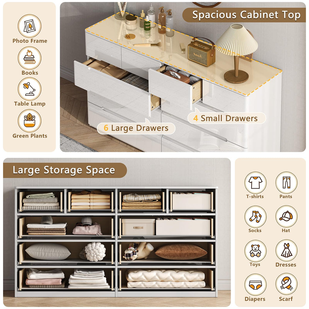 White 10 Drawer Dresser O107