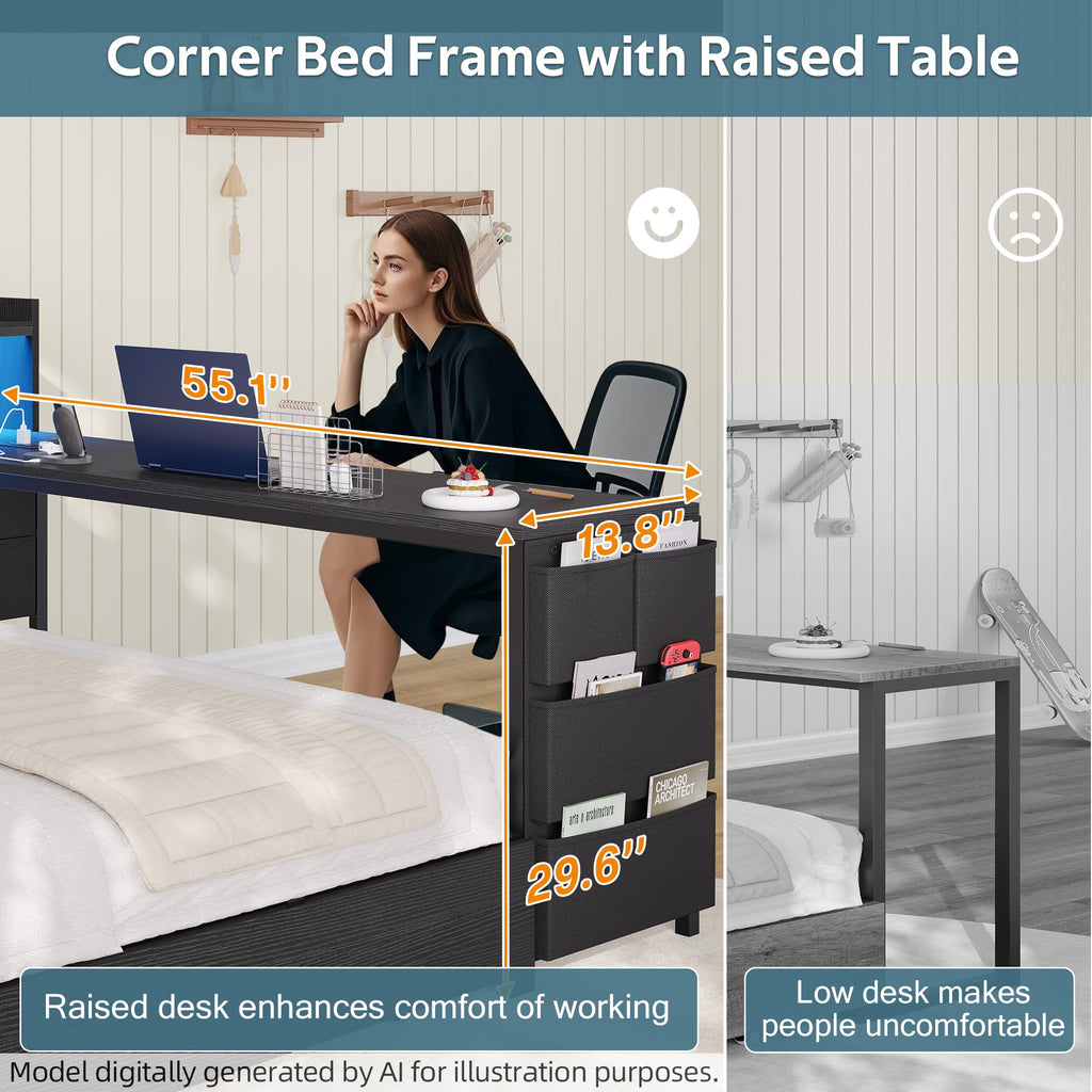 Corner Bed with Storage and Desk P63614