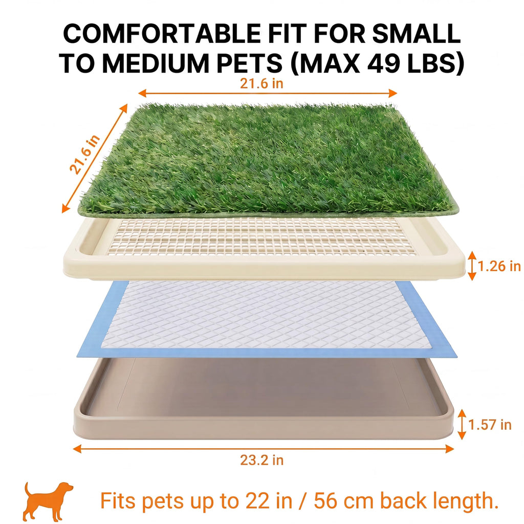 Dog Grass Pad with Tray, 2 Washable Grass Pads O18811