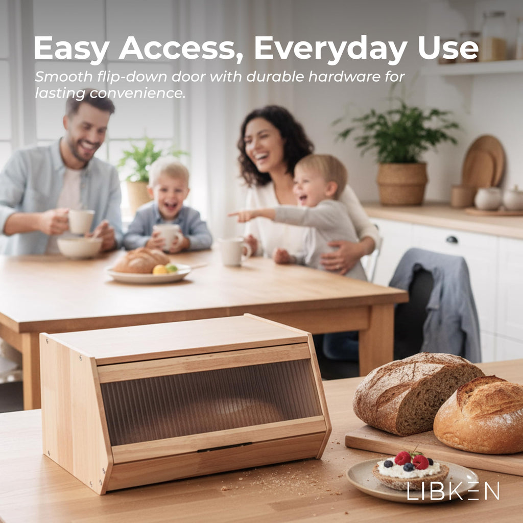 Wooden Bread Box with Plastic Lid A127055