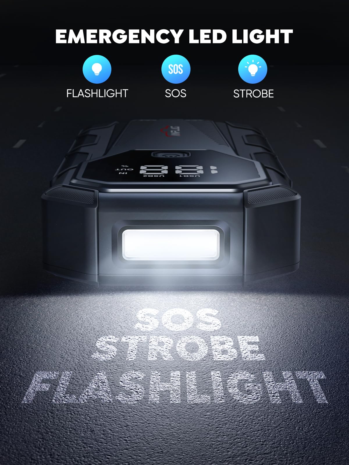 6000A 12V Portable Jump Starter with LED Display W59304