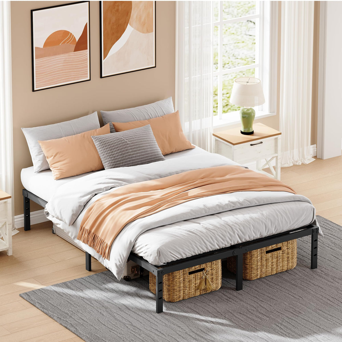 Queen Size 18" Black Metal Frame B8588