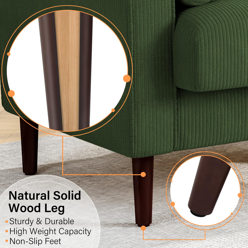 Set of 2 Green Corduroy Upholstered Accent Chairs Y4187
