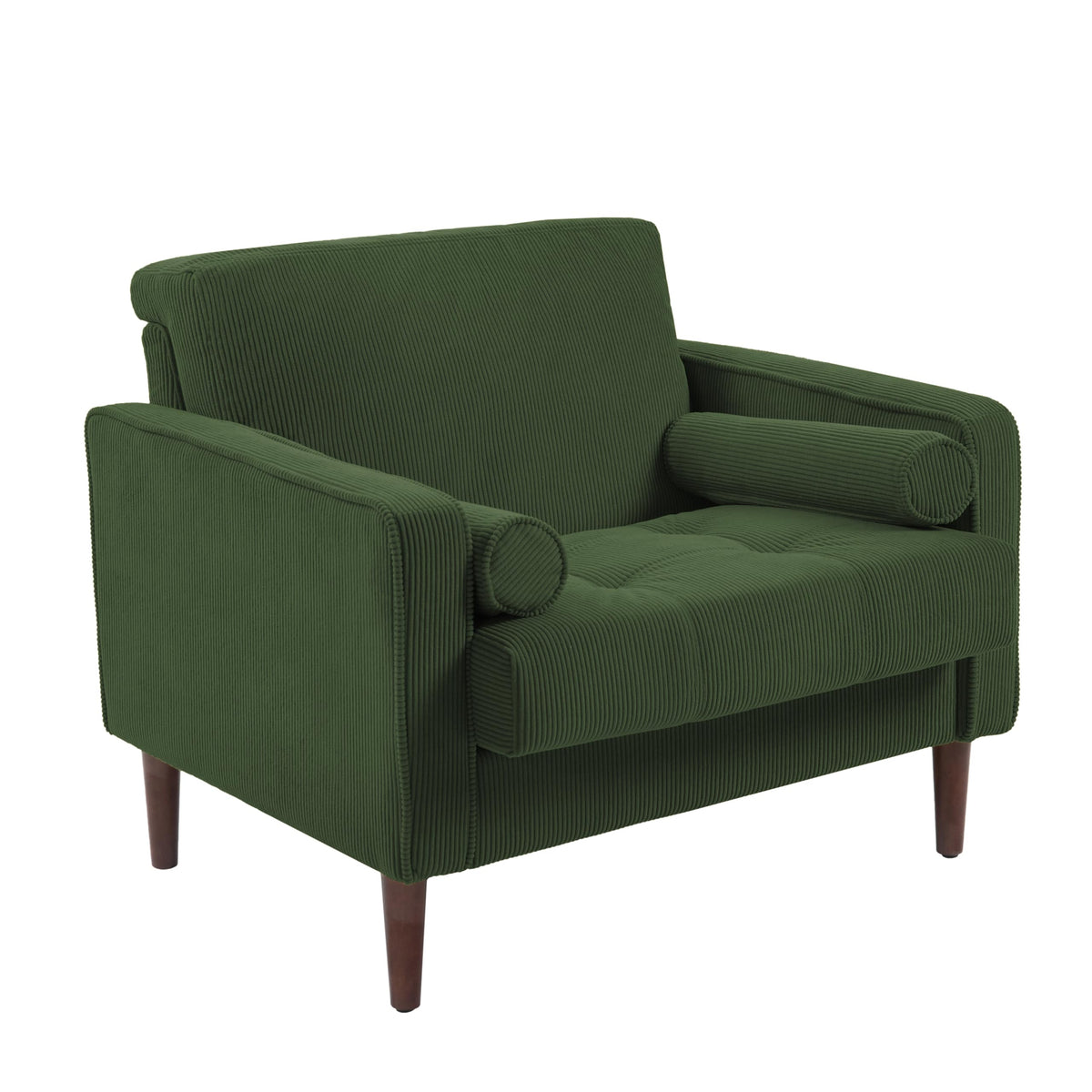 Set of 2 Green Corduroy Upholstered Accent Chairs Y4187