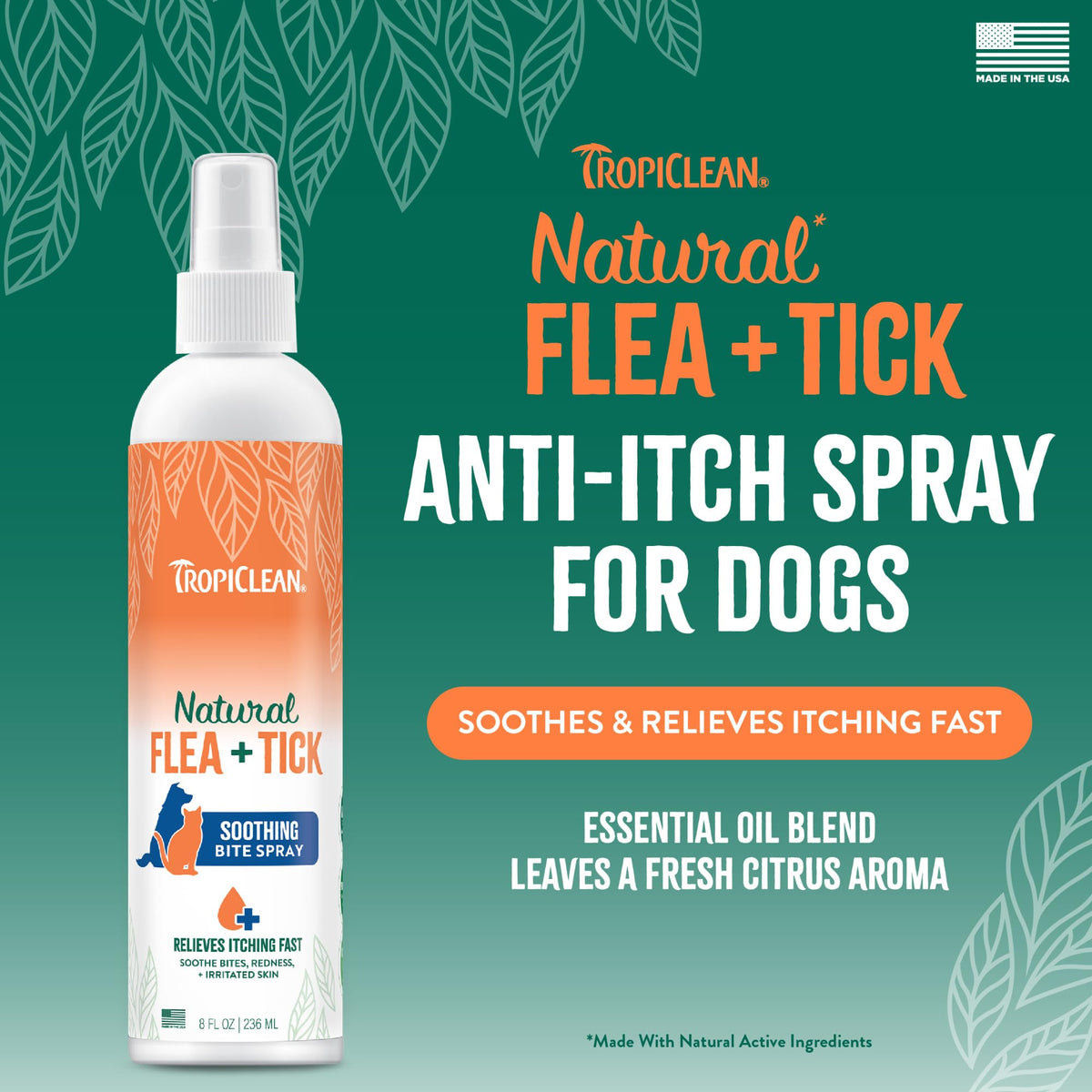 Flea and Tick Bite Relief Treatment Spray for Dogs & Cats, 8oz T3453