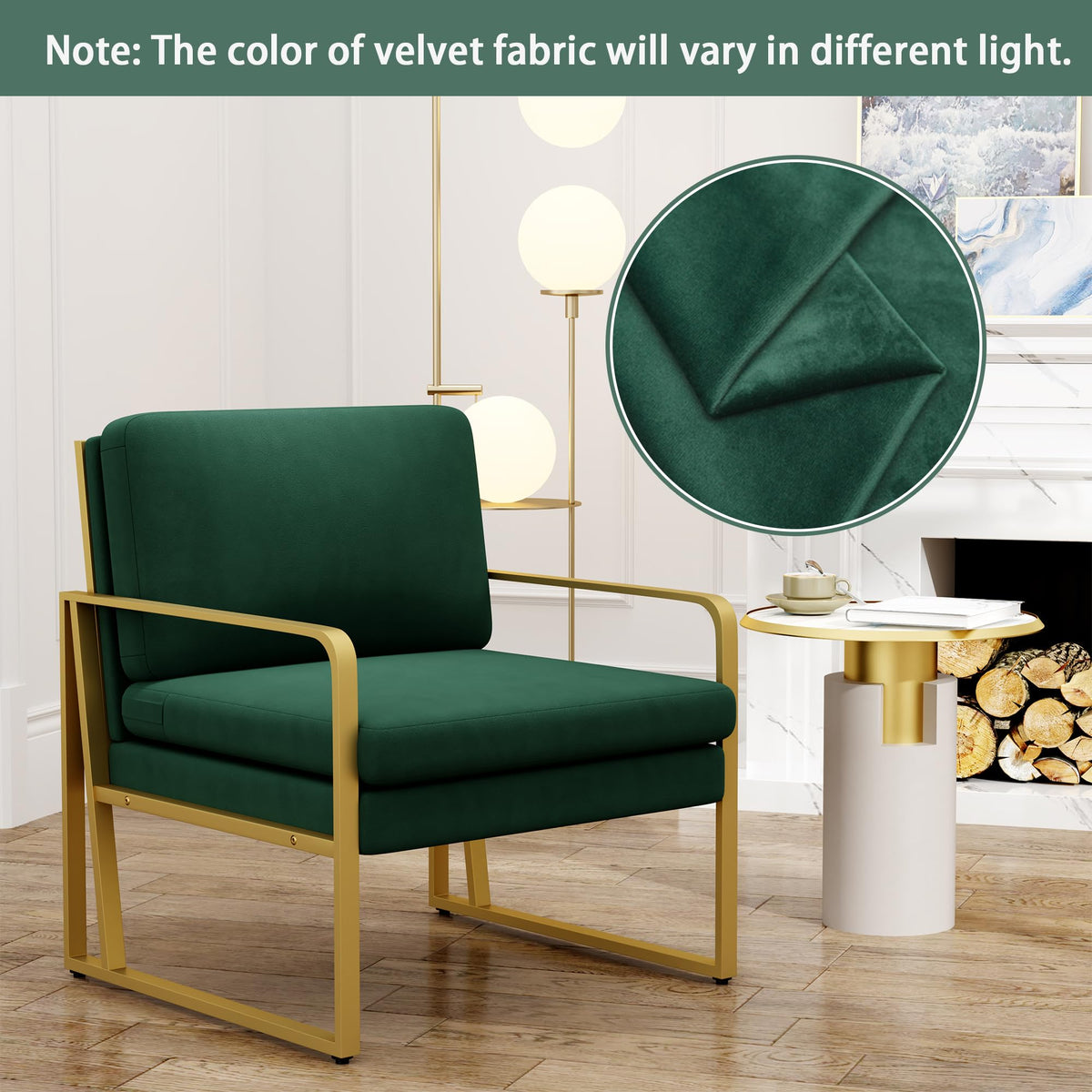 Velvet Accent Chair Set of 2 Green A831825