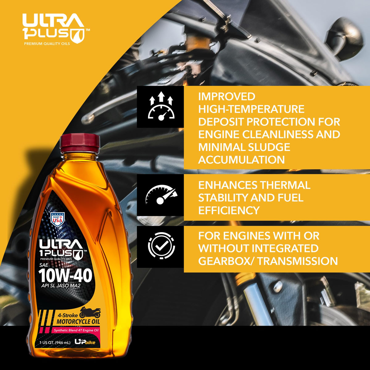 10W-40 Synthetic Blend Motorcycle Motor Oil 12 Quarts F5133