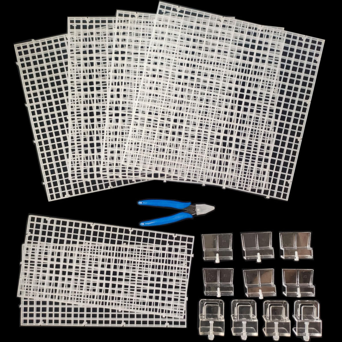 Aquarium Cover Kit 6 Customizable Plastic Grid Lid with Clips Q850783