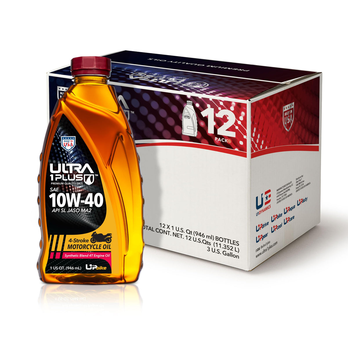 10W-40 Synthetic Blend Motorcycle Motor Oil 12 Quarts F5133