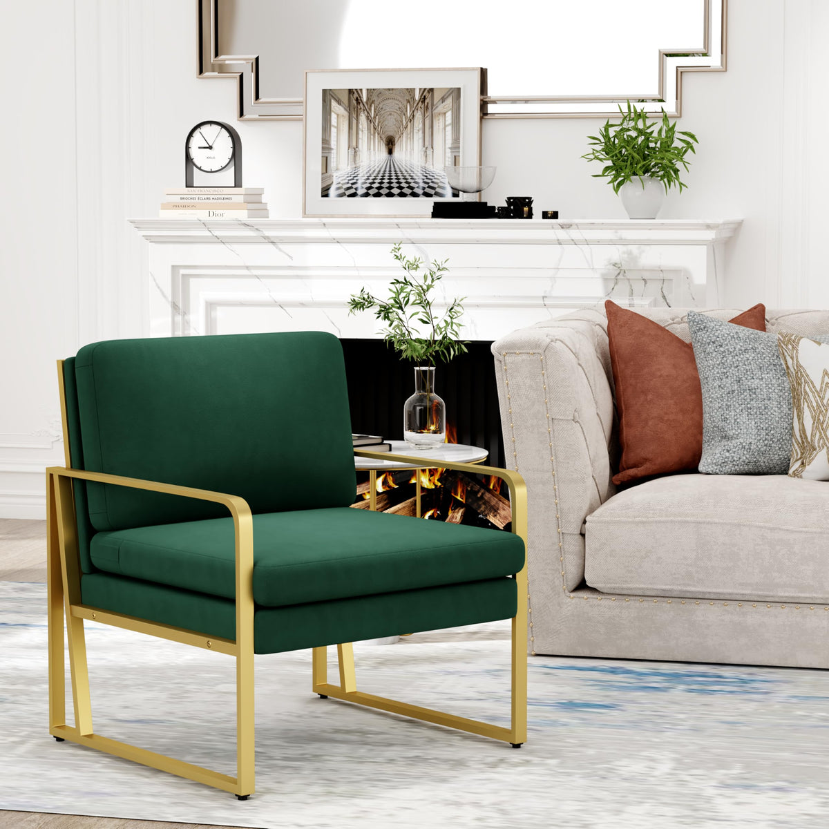 Velvet Accent Chair Set of 2 Green A831825