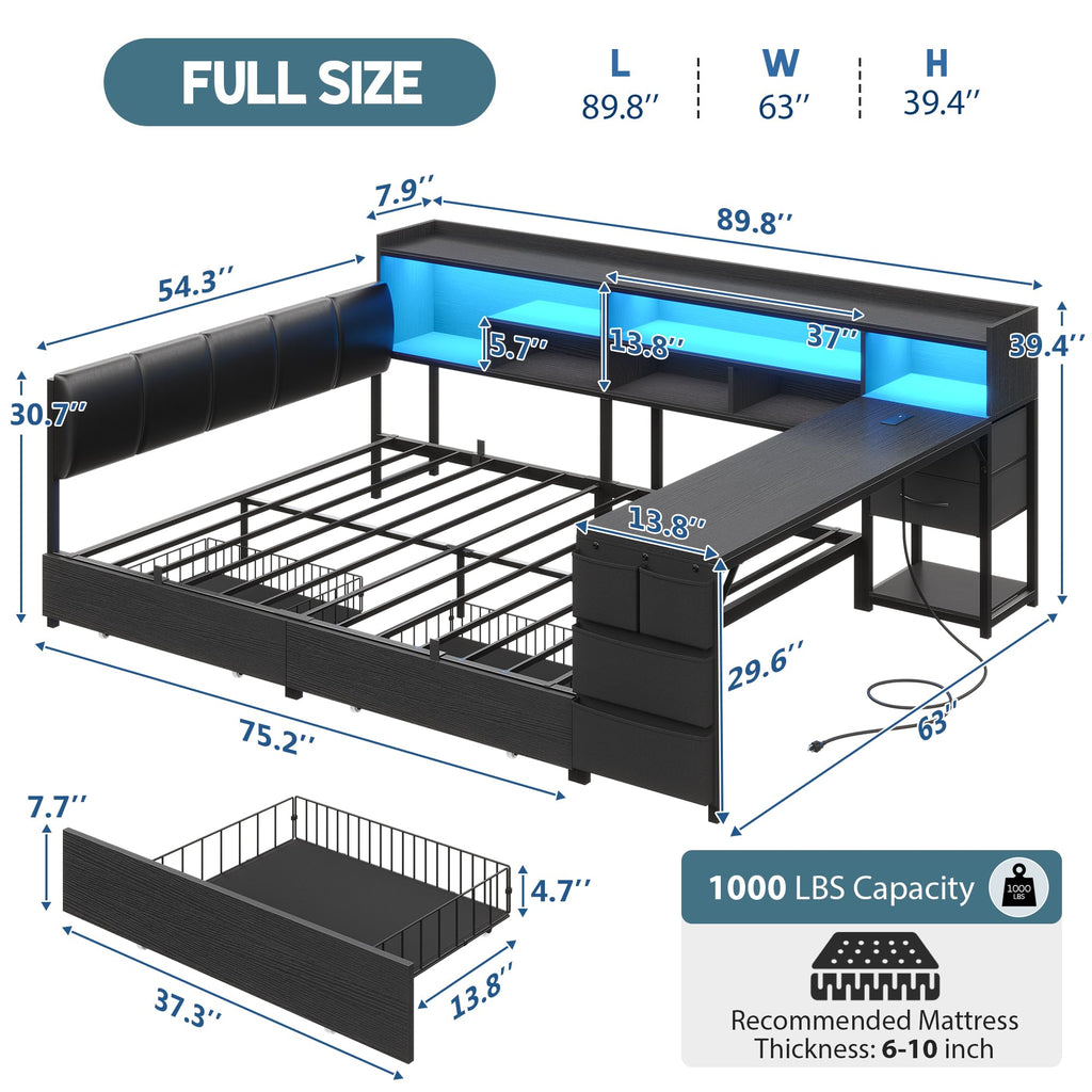 Corner Bed with Storage and Desk P63614