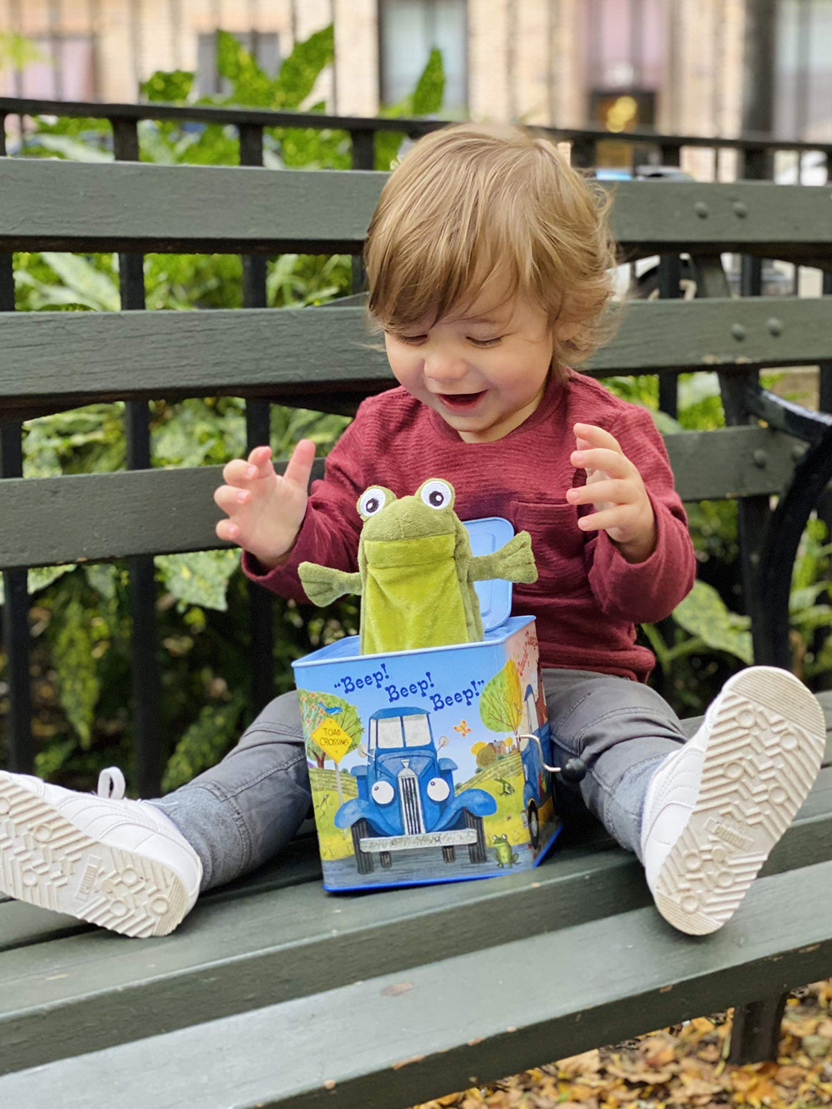 Blue Truck Jack-in-The-Box Plush Toy with Music L49951