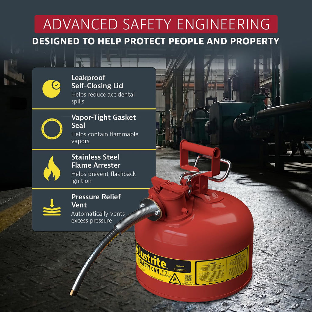 Red Galvanized Steel Gasoline Safety Can Q384192