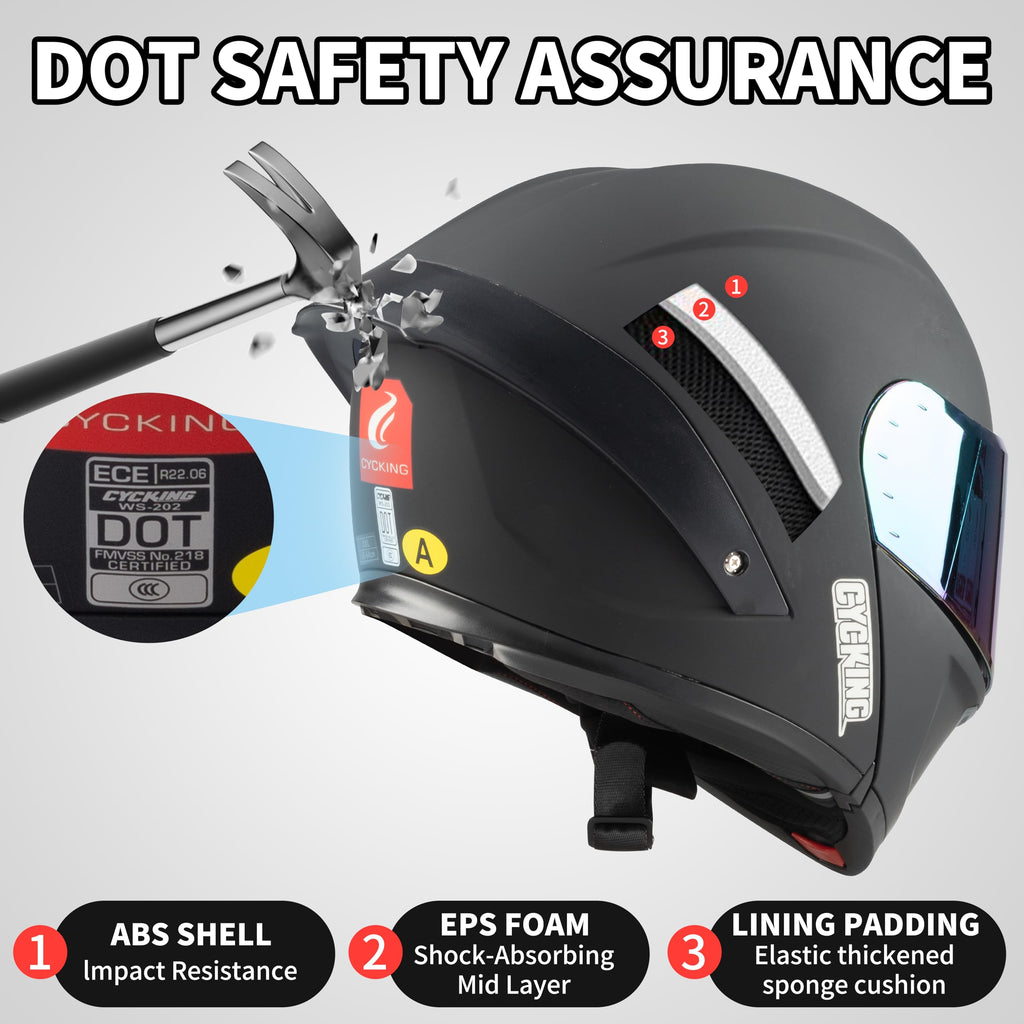 Modular Flip Up Full Face Motorcycle Helmet with Dual Visor Y449548