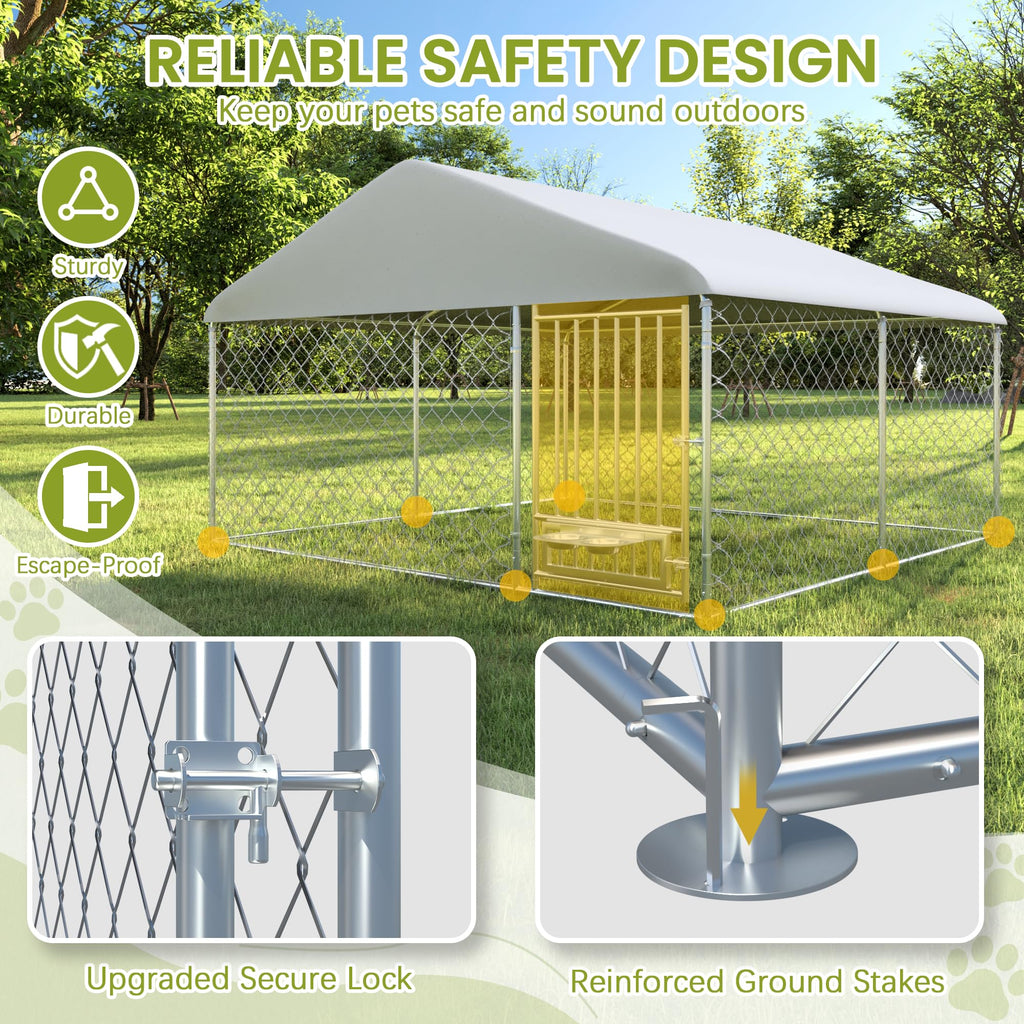 10FT x 10FT Outdoor Dog Kennel with Roof U1578