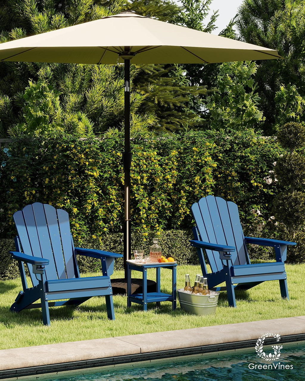 Oversized Folding Adirondack Chairs Set of 2 Blue C972394