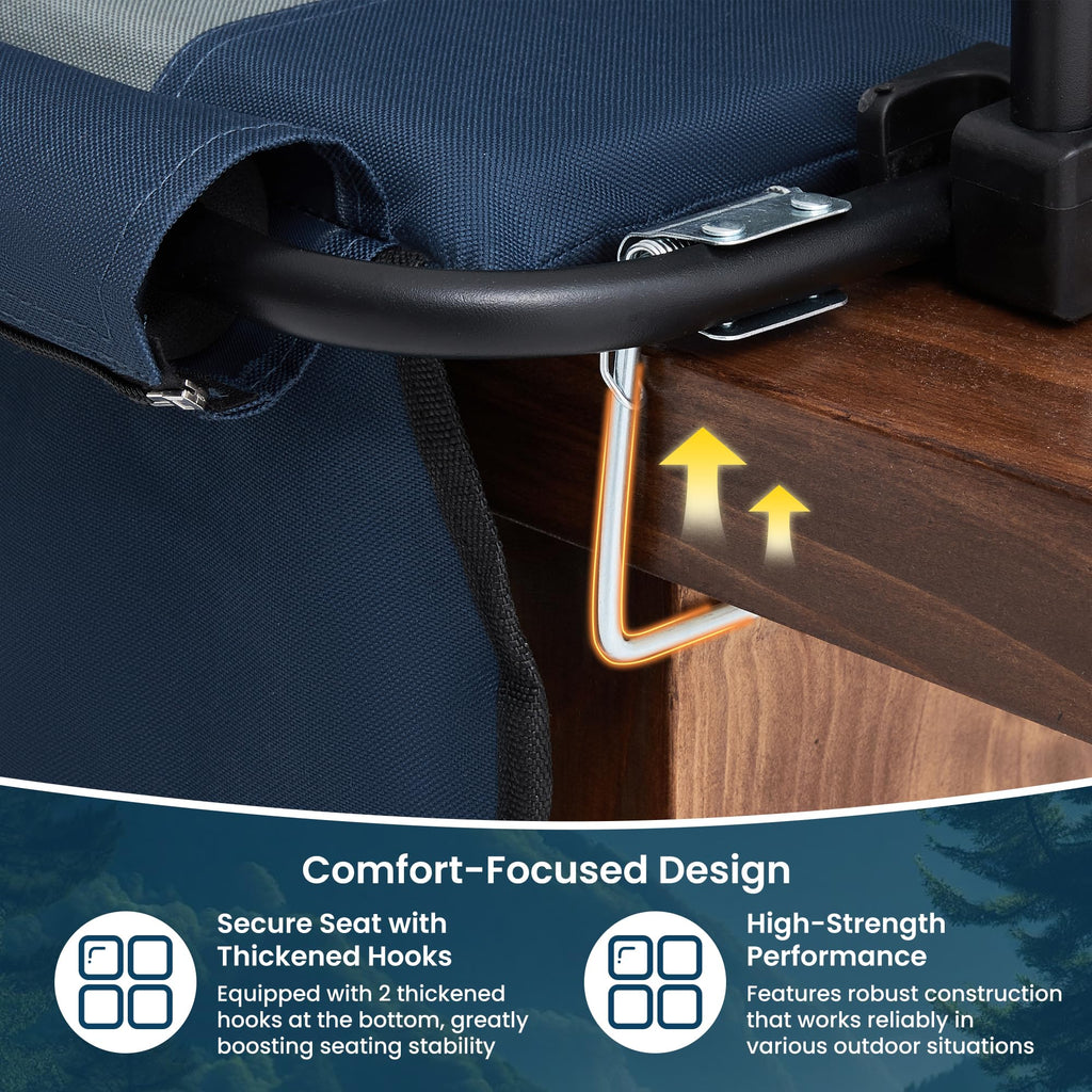 Portable Stadium Seat with Cup Holders & Armrests, Blue & Gray K27615