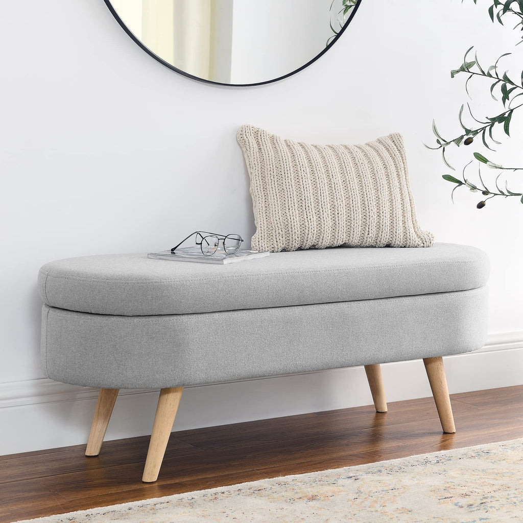 Oval Storage Bench with Rubber Wood Legs N3746