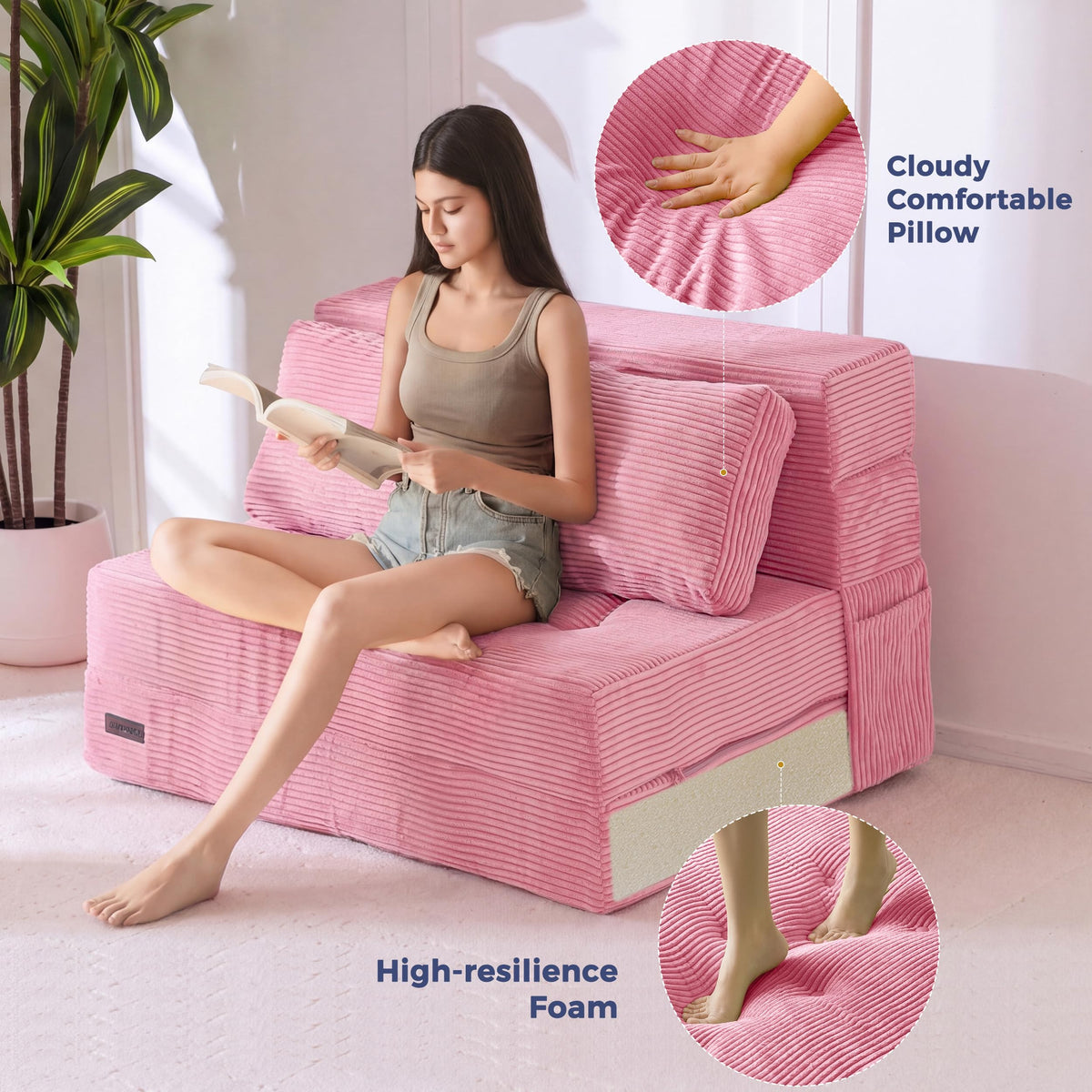 Convertible Sofa Bed with Pillow S425