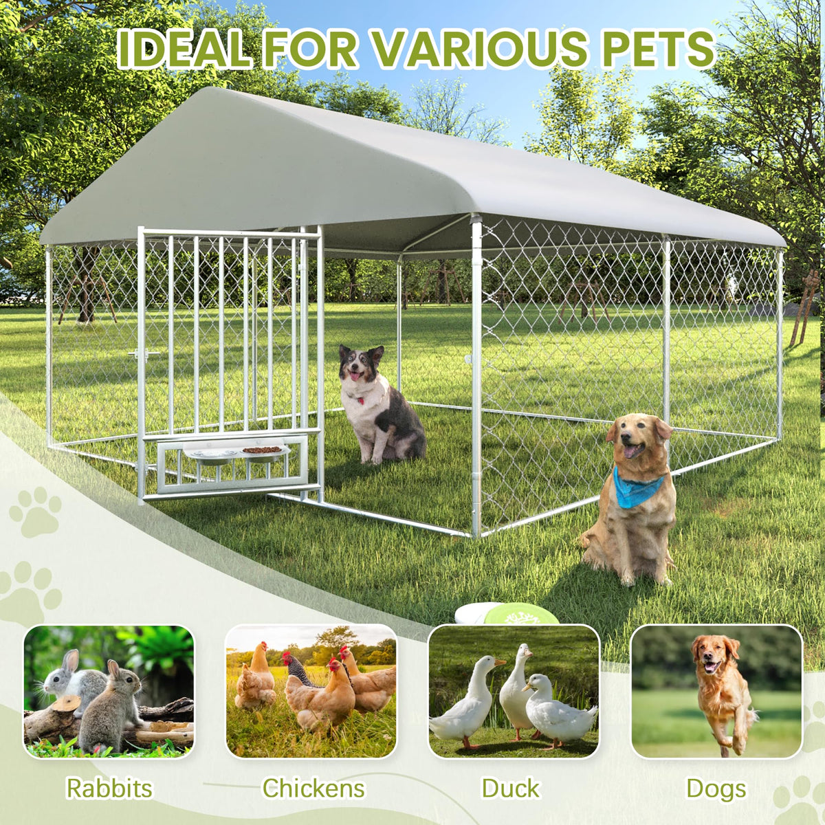 10FT x 10FT Outdoor Dog Kennel with Roof U1578