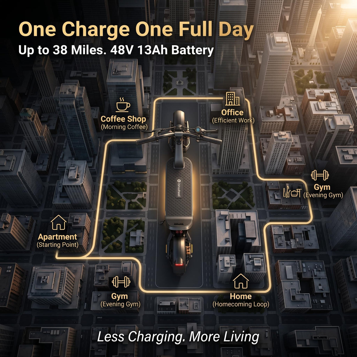 Electric Scooter, 28 MPH, 1000W, 38-Mile Range L79852