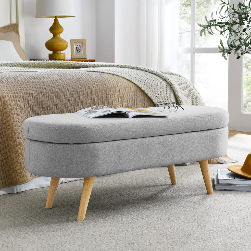 Oval Storage Bench with Rubber Wood Legs N3746