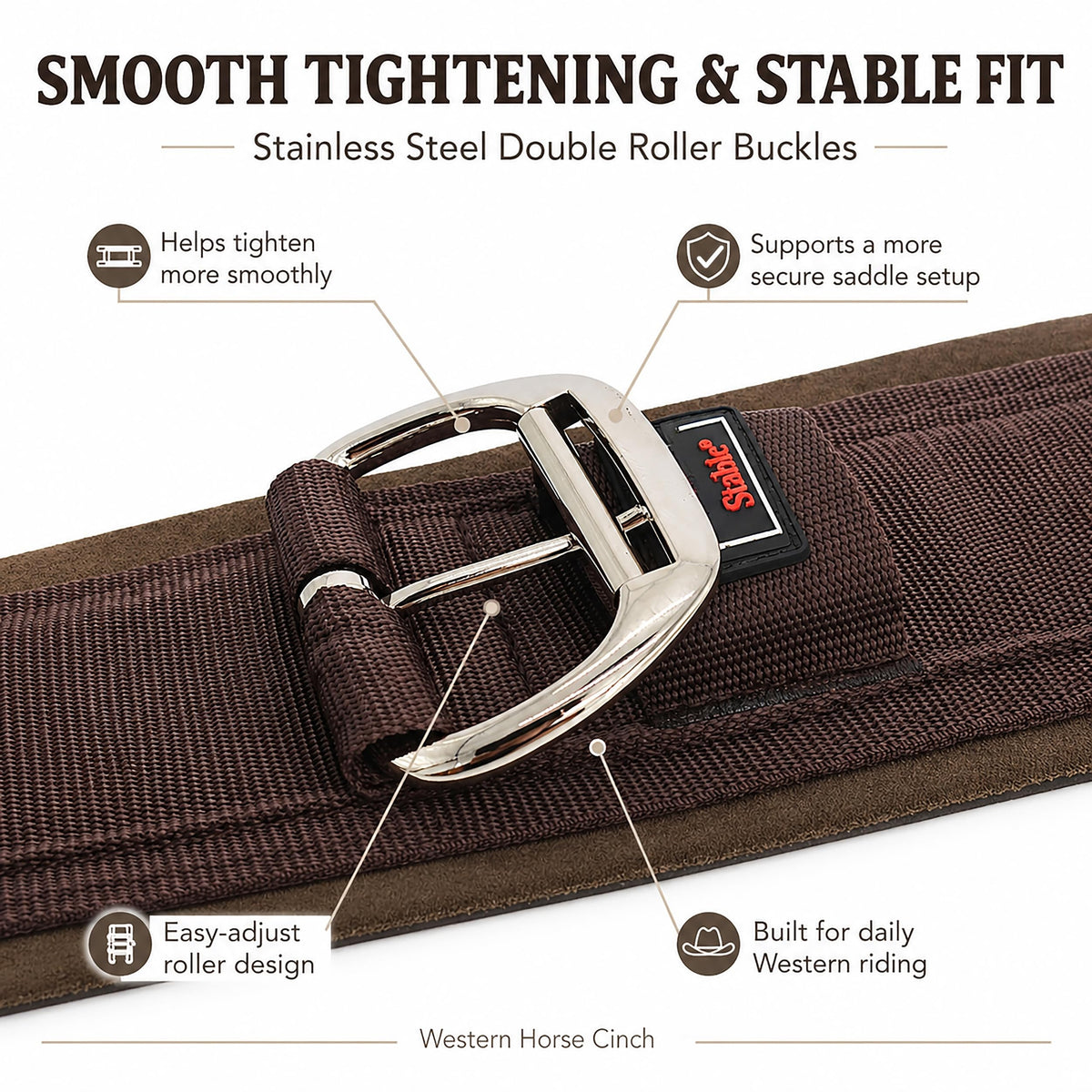 Western Horse Cinch with Stainless Steel Buckles F386780