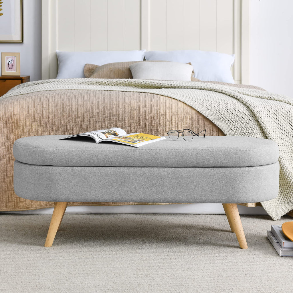 Oval Storage Bench with Rubber Wood Legs N3746